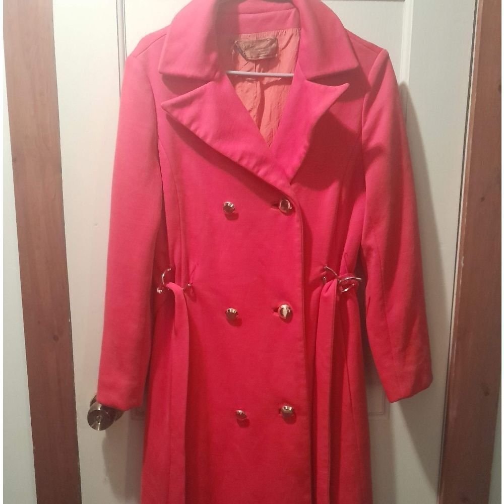 🤠Vintage Count Romi LTD Red  Trench Coat Wool/Poly Blend Size 6-8